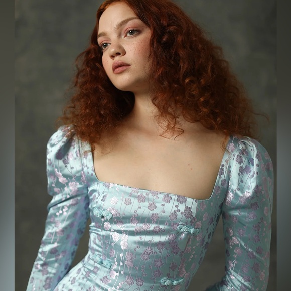 Sau Lee Jen Chinese Jacquard Dress in Blue‎ Size US 10 NWT - Picture 4 of 11